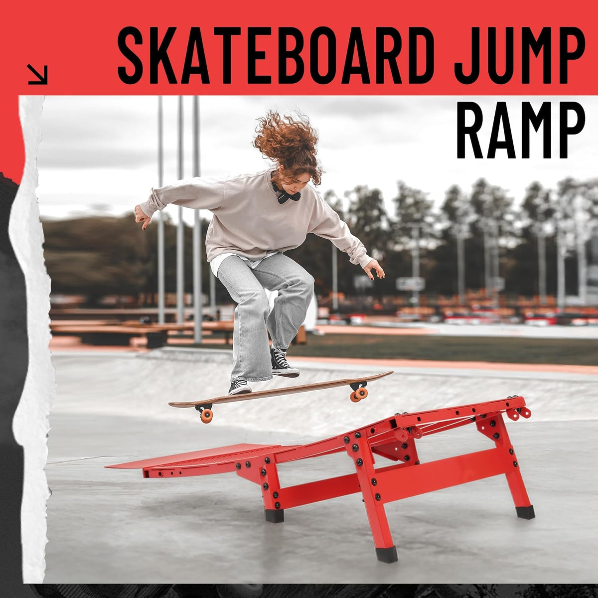 Jump Ramp Foldable Skateboard Launch Ramp Compatible with MTB RC