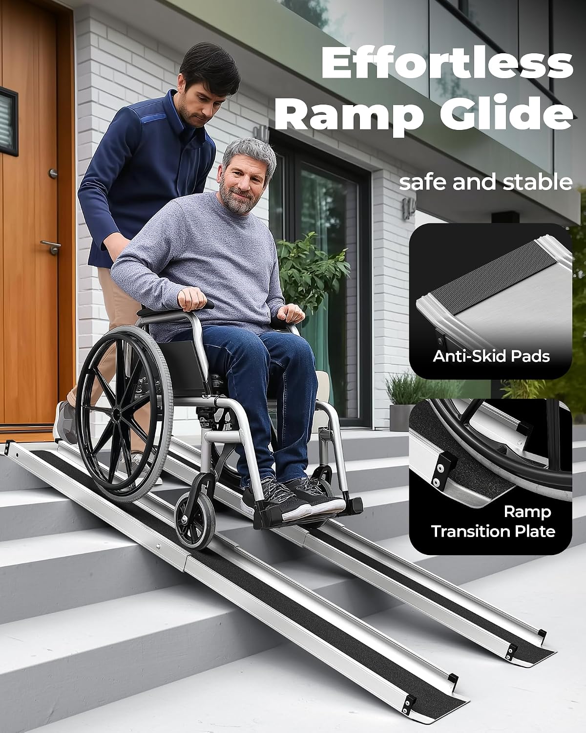 6FT Telescoping Aluminum Portable Wheelchair Ramp with Bag, 600LBS