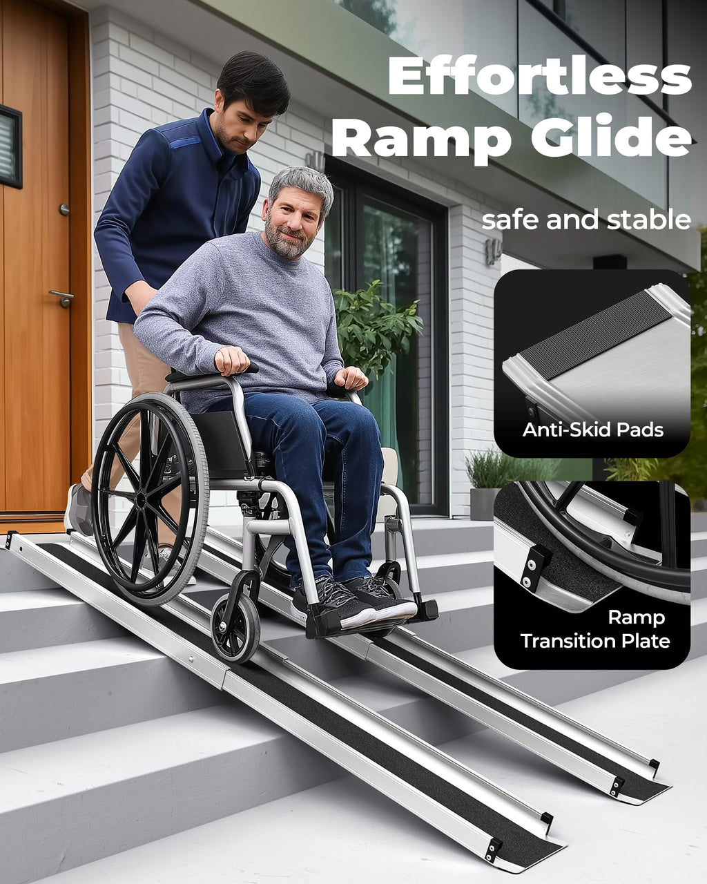 6FT Telescoping Aluminum Portable Wheelchair Ramp with Bag, 600LBS