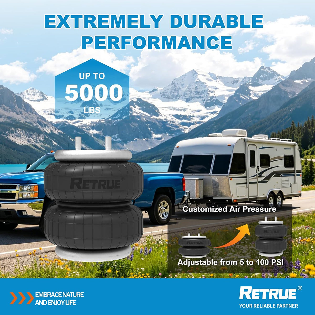 RETRUE Rear Air Bags Suspension Kit for Silverado Sierra 1500HD 2500