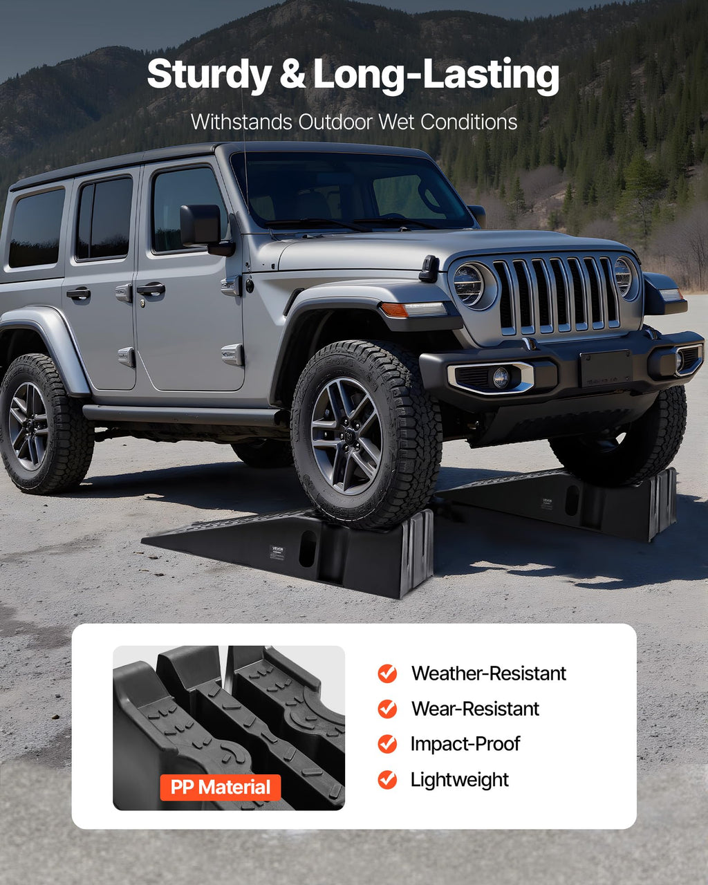 VEVOR Car Ramps, 2 PCS 13000 lbs GVW Capacity, 6.3 in Lift Height, Portable High Profile Car Service Ramps for Home Garage Maintenance and Oil Changes, Heavy Duty for Truck SUV Vehicle Repair, Black