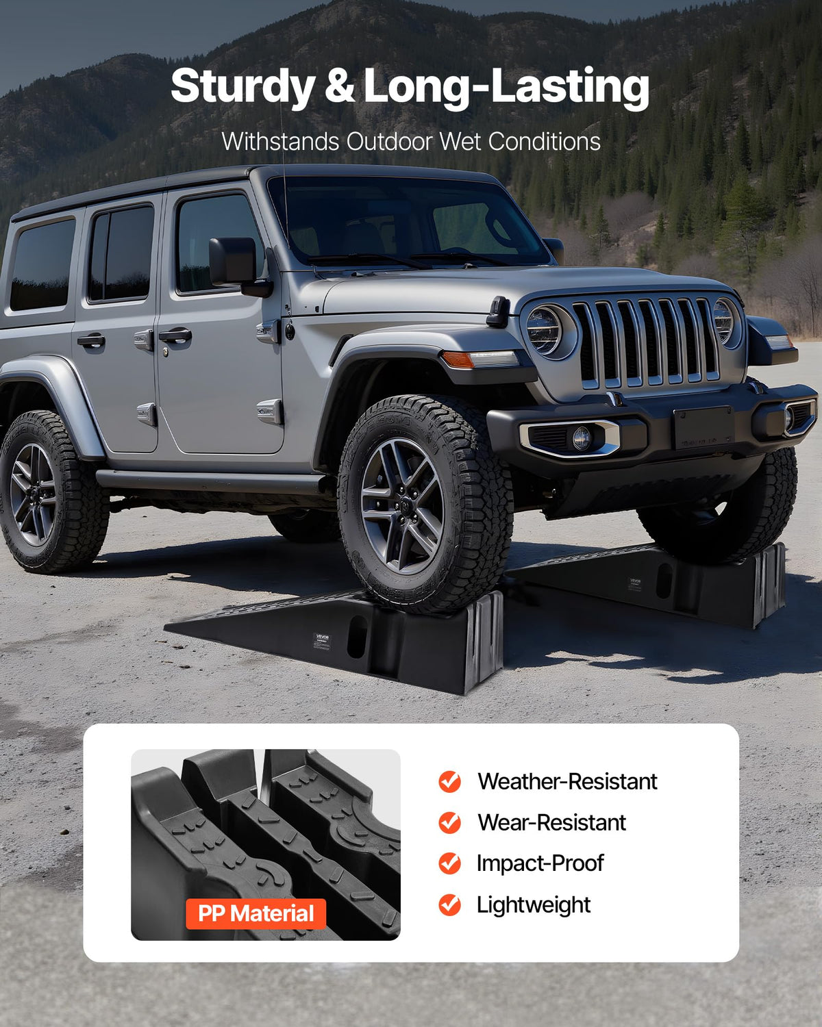 VEVOR Car Ramps, 2 PCS 13000 lbs GVW Capacity, 6.3 in Lift Height, Portable High Profile Car Service Ramps for Home Garage Maintenance and Oil Changes, Heavy Duty for Truck SUV Vehicle Repair, Black