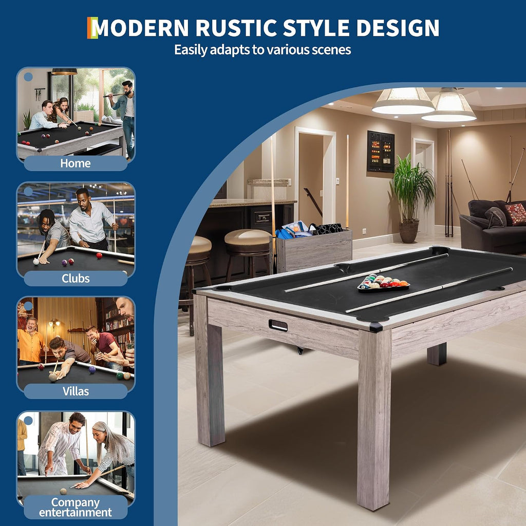Garvee 7FT 3-in-1 Pool Table Dining Top & Ping Pong