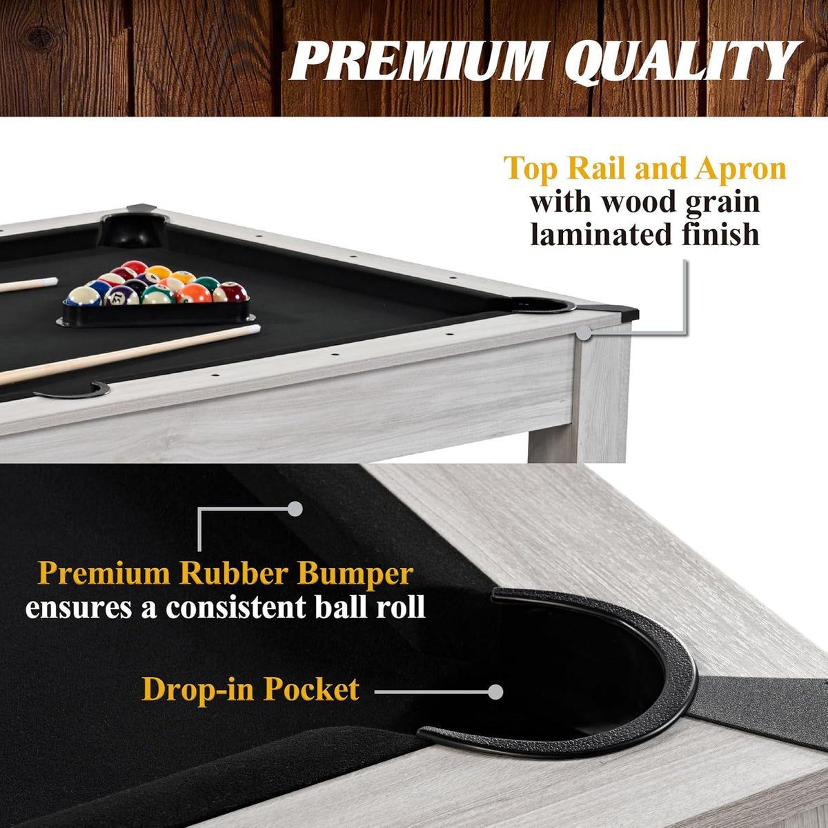 Barrington Billiards 7Ft. Combo Table 3-in-1 Pool Table, Dining & Ping Pong