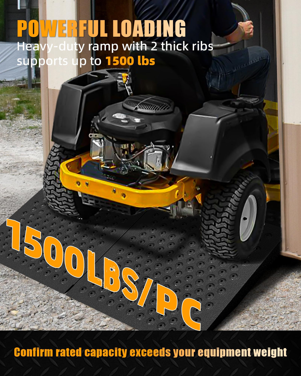 VNN 36" x 24" Shed Ramp for Riding Mower - 800 LB Capacity Shed Ramps, Anti-Slip Punch Plate Ramp for ATV, Motorcycles, Garages & Barns (1PC,Slivery, Alloy)