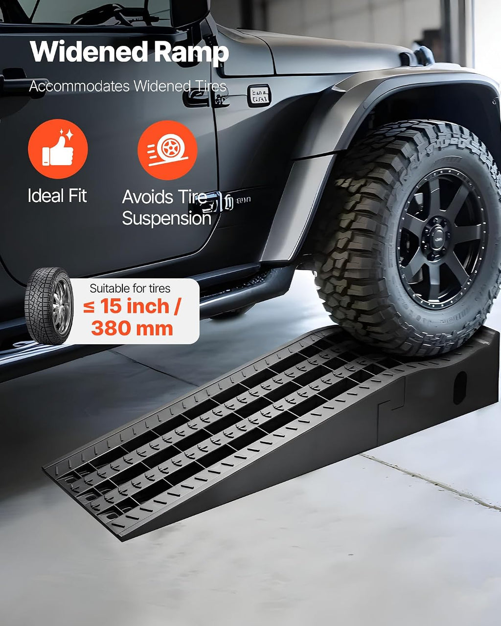 VEVOR Car Ramps, 2 PCS 13000 lbs GVW Capacity, 6.3 in Lift Height, Portable High Profile Car Service Ramps for Home Garage Maintenance and Oil Changes, Heavy Duty for Truck SUV Vehicle Repair, Black