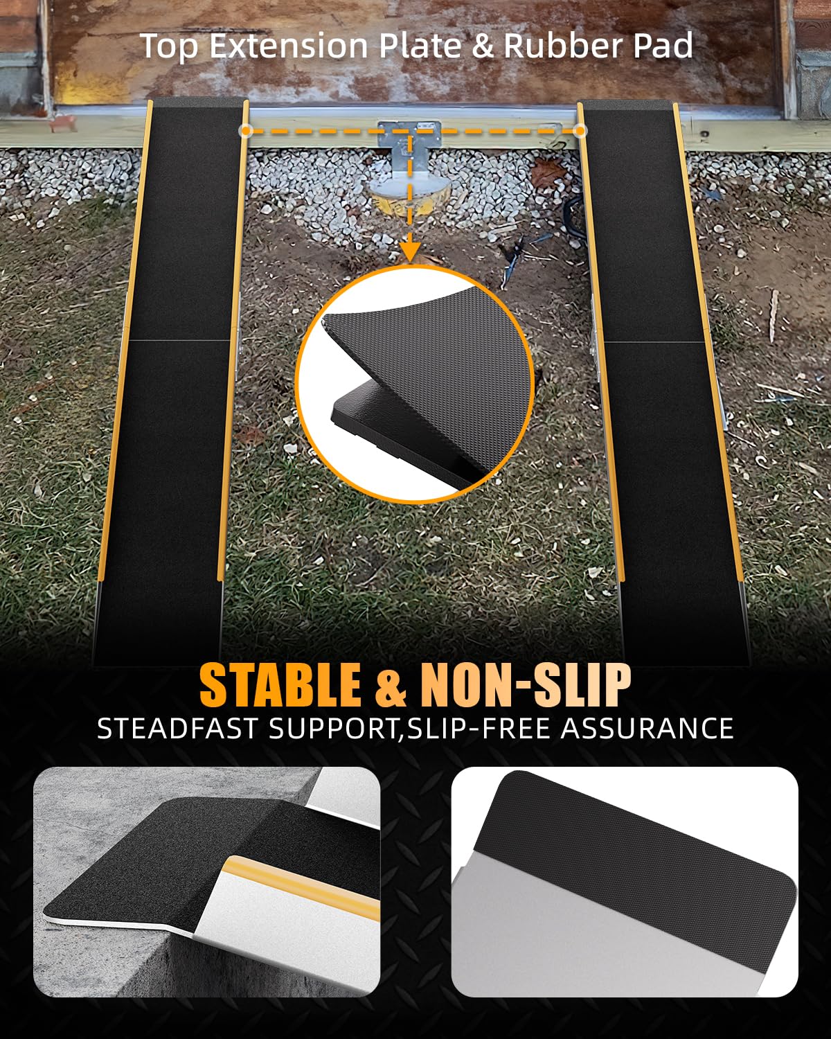 VNN Door Threshold Ramp, Threshold Ramps for Doorways, Ideal Entry Handicap Ramp for Elderly Wheelchairs, Carts, Scooters and Walkers, 27.6" L * 37.4" W Door Ramp (Alloy Iron, 800LBS)