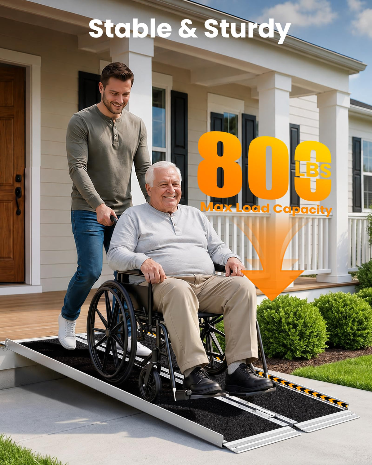 gardhom 10FT Aluminum Ramp for Wheelchair for Home Steps with Support Legs