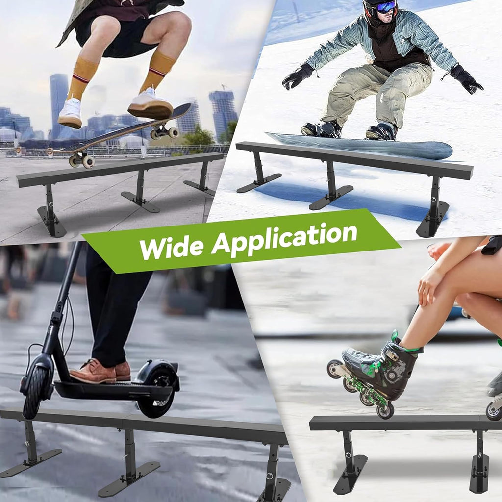 KUAFU 6ft Long Flat Bar Skate Rail, Portable Skateboard Ramp Grind Rail,