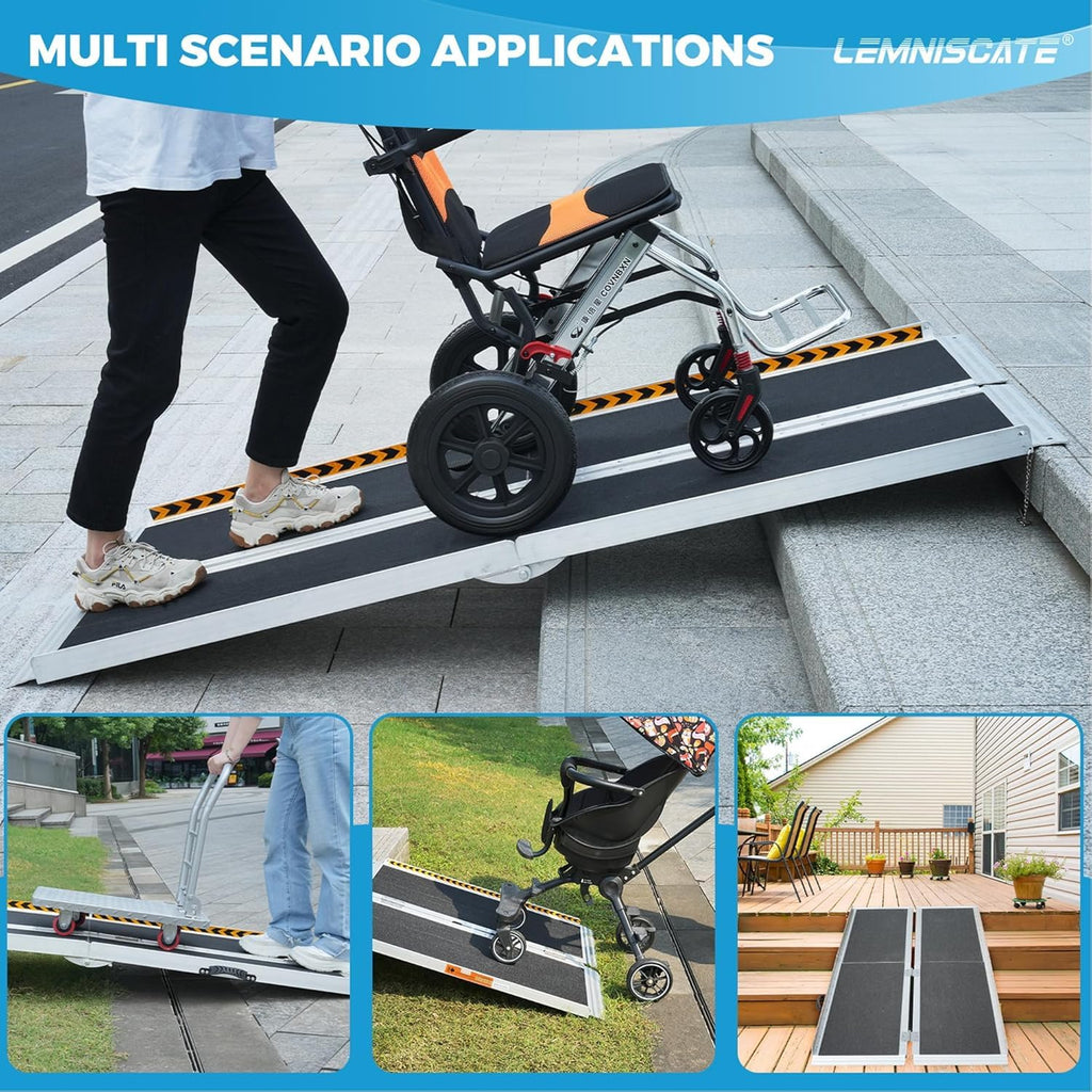 LEMNISCATE 2FT Portable Wheelchair Ramp Aluminum Non-Slip Handicap for Home