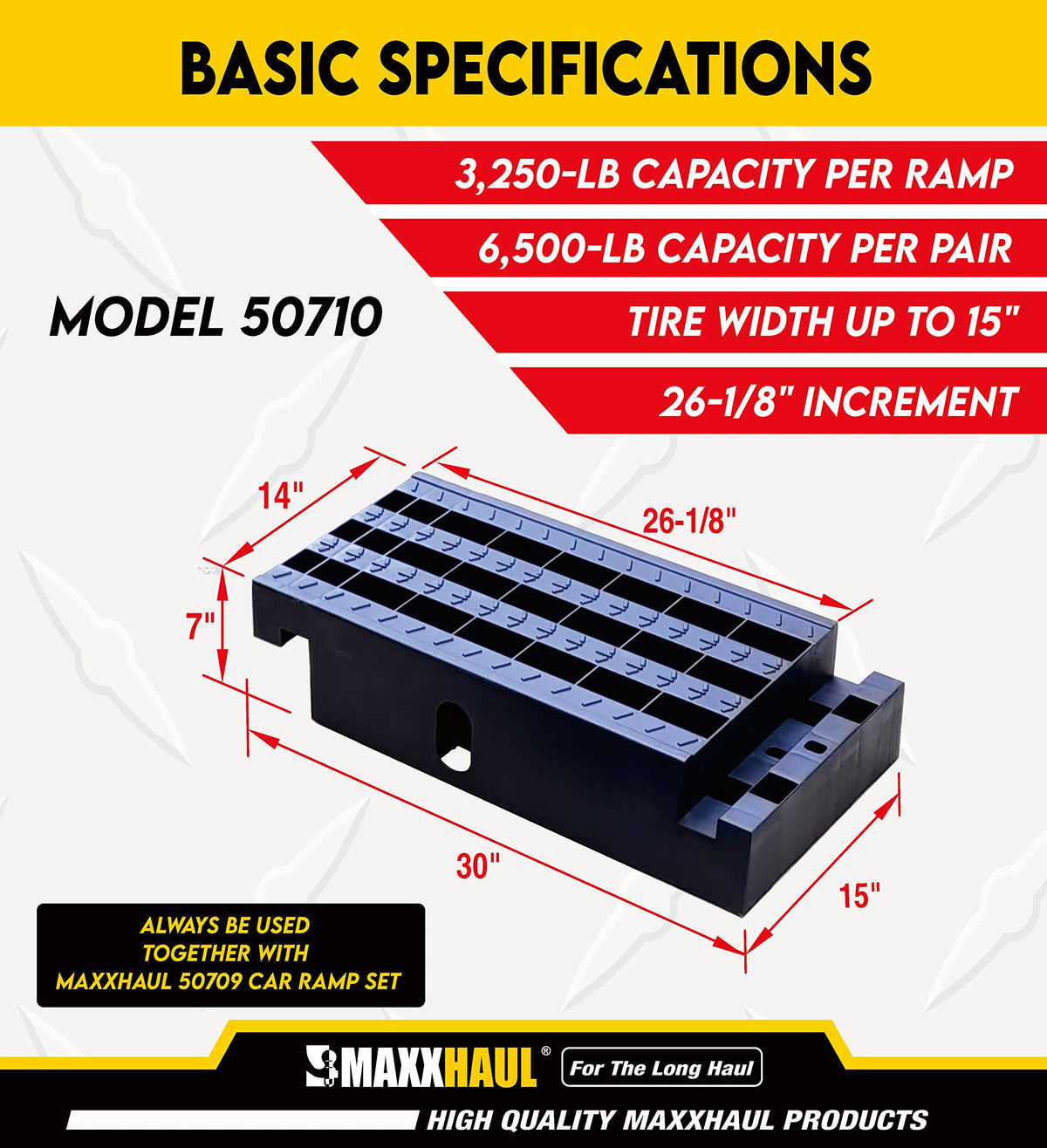 MaxxHaul 50709 Detachable Extendable Car Ramp Set, Portable Car Ramps With 3,250 lbs Maximum Weight Capacity Per Ramp 6,500 lbs Per Pair