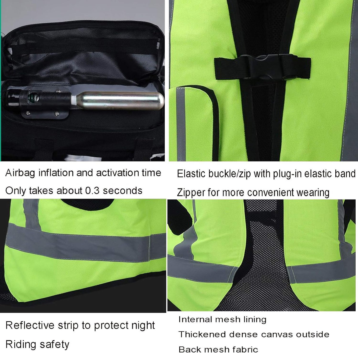 Airbag Vest Reflective Strips On The Front And Back To Protect Your Riding Safety At Night Suitable For Cycling In All Seasons, For Men And Women, Black, X Large