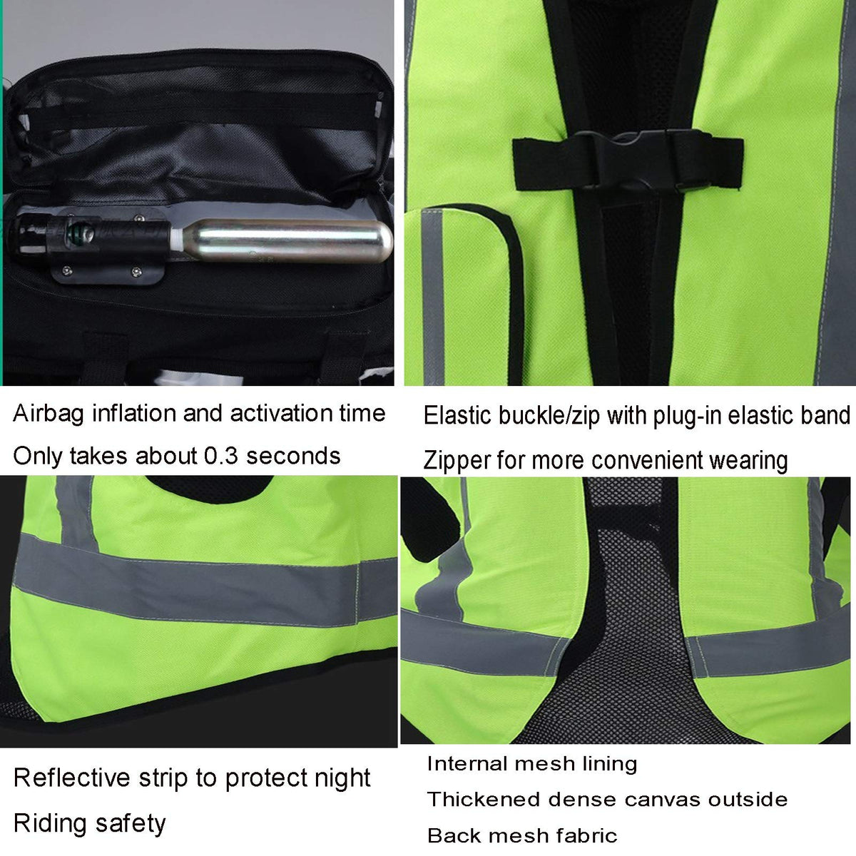 Airbag Vest Reflective Strips On The Front And Back To Protect Your Riding Safety At Night Suitable For Cycling In All Seasons, For Men And Women, Black, X Large