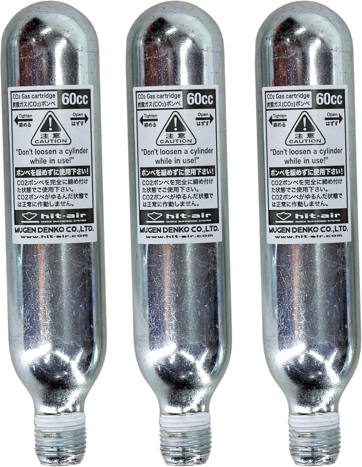 Hit-Air CO2 Replacement Cartridges, 60cc 3 Pack, for Airbag Systems