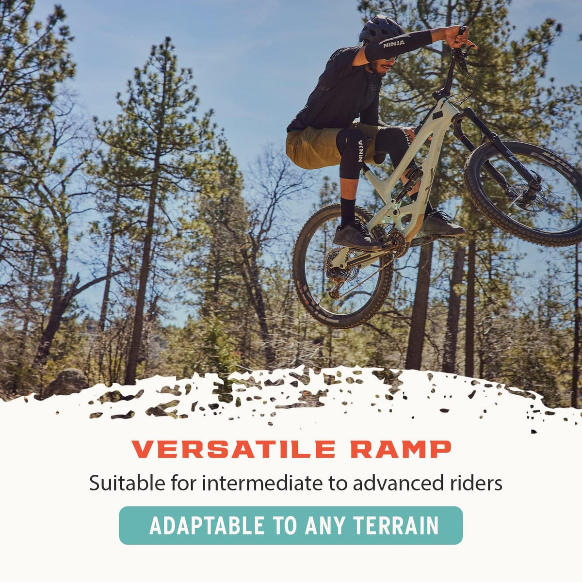 Ninja MTB Mach 1 Jump Ramp, Portable Jump Ramp, 3 Panel Ramp for All Ages, Ideal for MTB Bikes, BMX Bikes, One Wheels, Scooters, Skateboards, and RC Cars