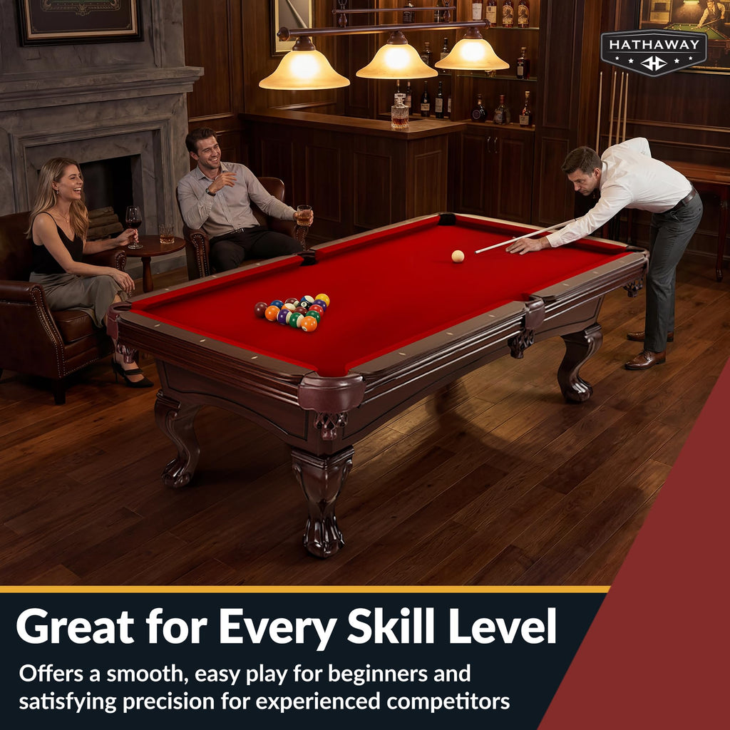 Hathaway Augusta 8 Ft Furniture Pool Table â Includes Cue Sticks, Billiard Balls â Classic Design Perfect for Family, Home, Dining, or Living Room