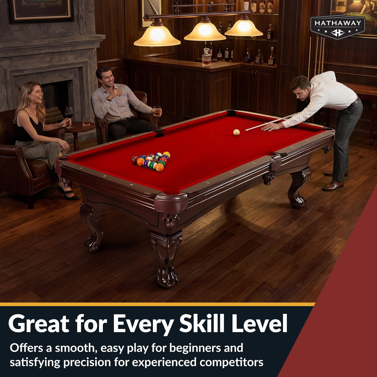 Hathaway Augusta 8 Ft Furniture Pool Table â Includes Cue Sticks, Billiard Balls â Classic Design Perfect for Family, Home, Dining, or Living Room