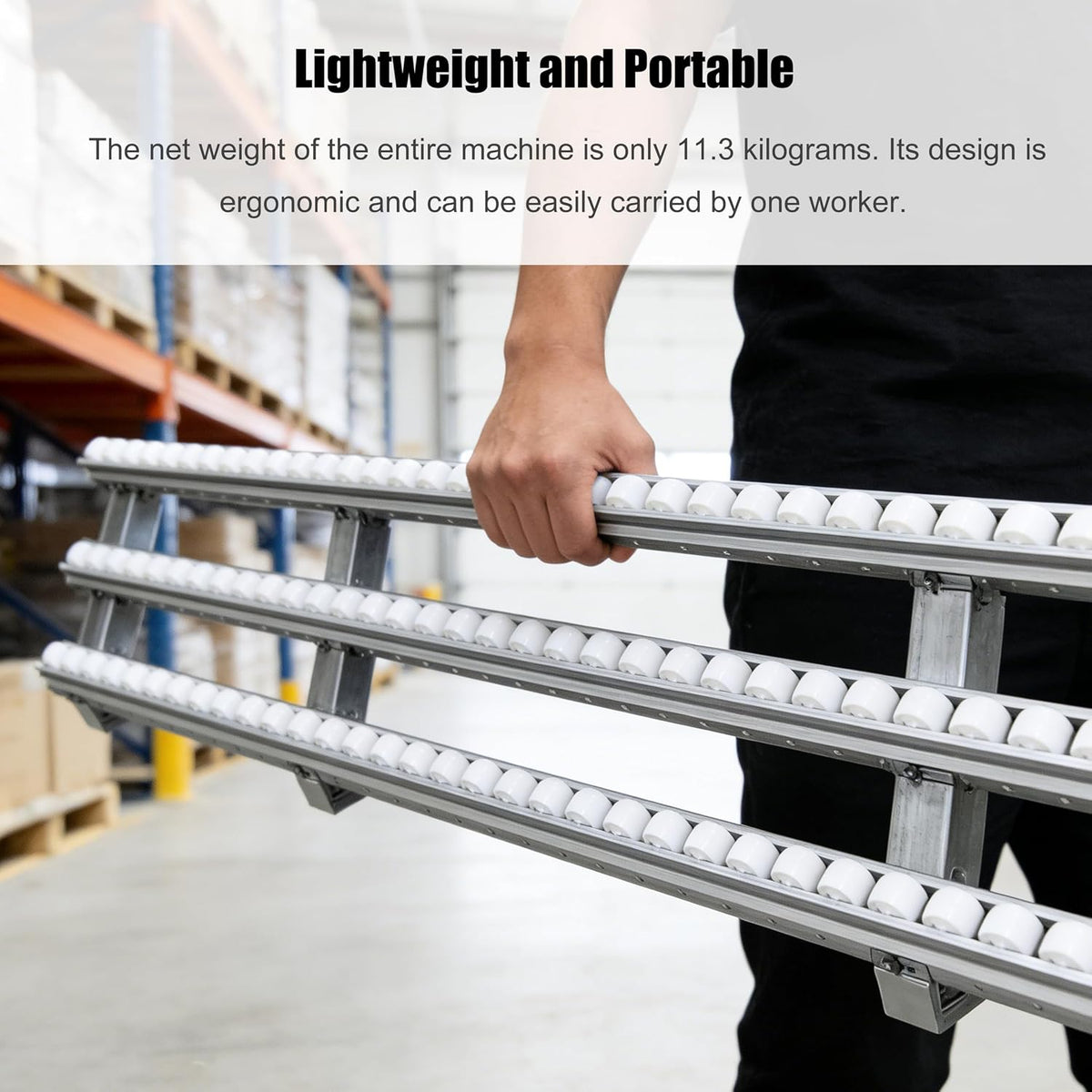 INTSUPERMAI Gravity Roller Conveyor Skate, 30 * 200cm Non-Powered Portable Loading Ramp with 3-Row ABS Plastic Wheels, Heavy-Duty Galvanized Steel Frame Warehouse Unloading Aid