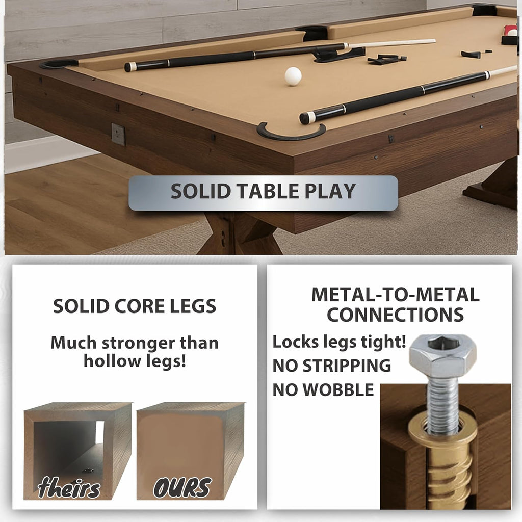 Freetime Fun 7-Foot 3-in-1 Multi-Game Pool Table, Table Tennis & Dining Top