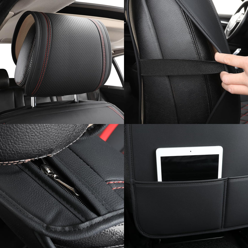 Tomatoman Car Seat Covers Compatible with Chevrolet Bolt EV EUV Faux Waterproof Leather Dustproof Safety Airbag Compatible(2PCS Front/Black Gold)