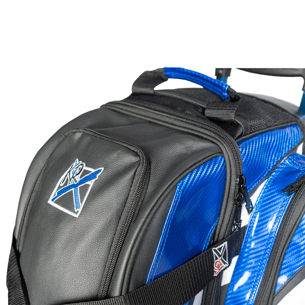 KR Strikeforce Cruiser Lux Double Bowling Ball Roller Bag with Upper Shoe Compartment and Side Accessory Pouch