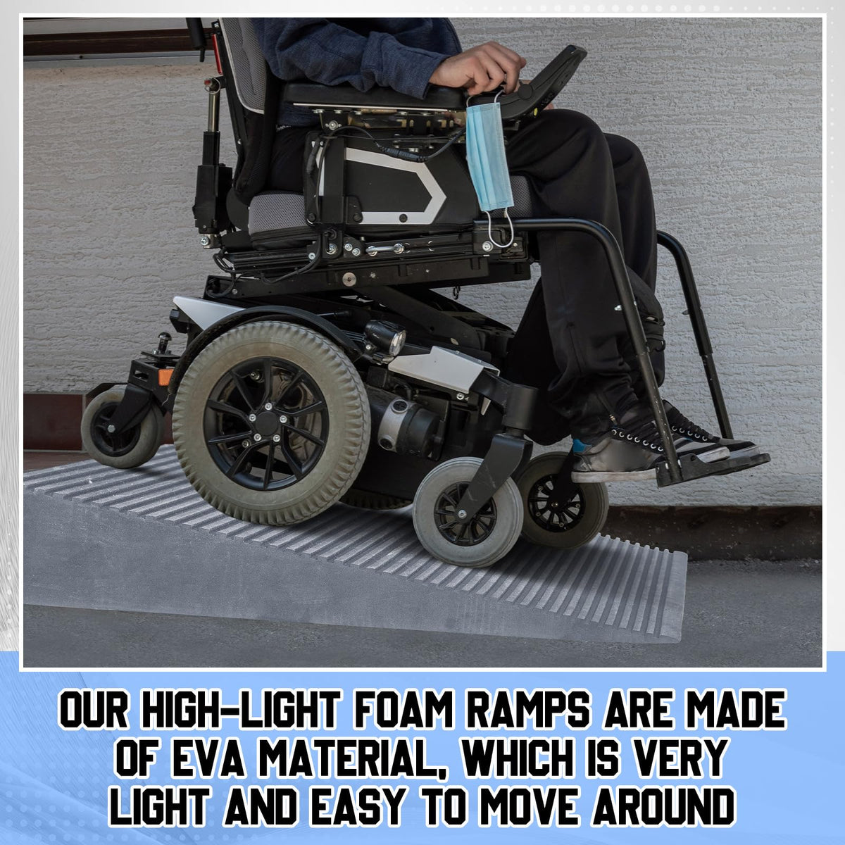 EVA Foam Threshold Ramp for Wheelchair, Black, 36" L X 28" w X 5" h