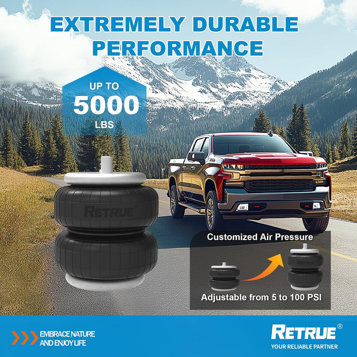 RETRUE Rear Air Bags Suspension Kit Compatible with Silverado Sierra 1500