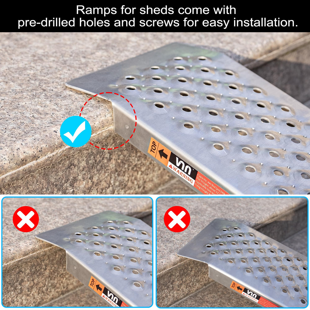 VNN Door Threshold Ramp, Threshold Ramps for Doorways, Ideal Entry Handicap Ramp for Elderly Wheelchairs, Carts, Scooters and Walkers, 27.6" L * 37.4" W Door Ramp (Alloy Iron, 800LBS)