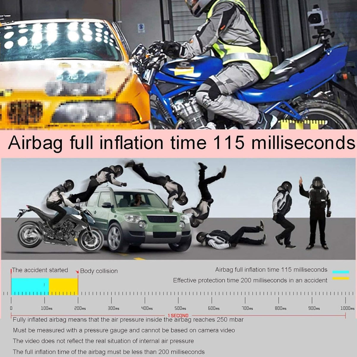 Motorcycle Riding Airbag Suit Motorcycle Riding Airbag Vest Equestrian Reflective Vest 60C Cylinder Capacity After The Airbag is Triggered, The Cylinder Can Be Reused By Replacing It