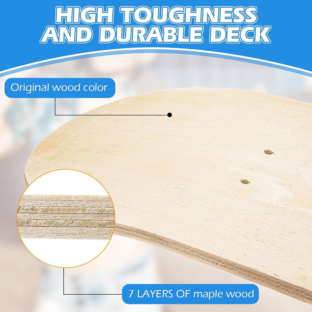 Honoson 12 Pack Blank Skateboard Decks Bulk for Painting 28 x 8 Inch 7-Layer Maple Double Tail Plain Skateboard Decks for Replacement and Art Painting Home Decoration