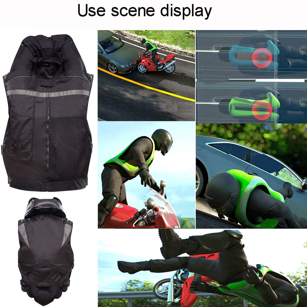 Motorcycle Airbag Vest Cycling Motorcycle Cylinder Vest Mechanical Trigger, Full of Air Bag Within 0.5 Seconds Reduce The Impact to Protect Your Safety (Without CO2 Cylinder)
