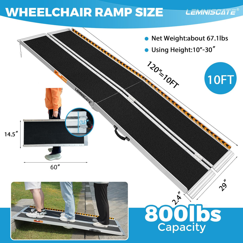 LEMNISCATE 2FT Portable Wheelchair Ramp Aluminum Non-Slip Handicap for Home