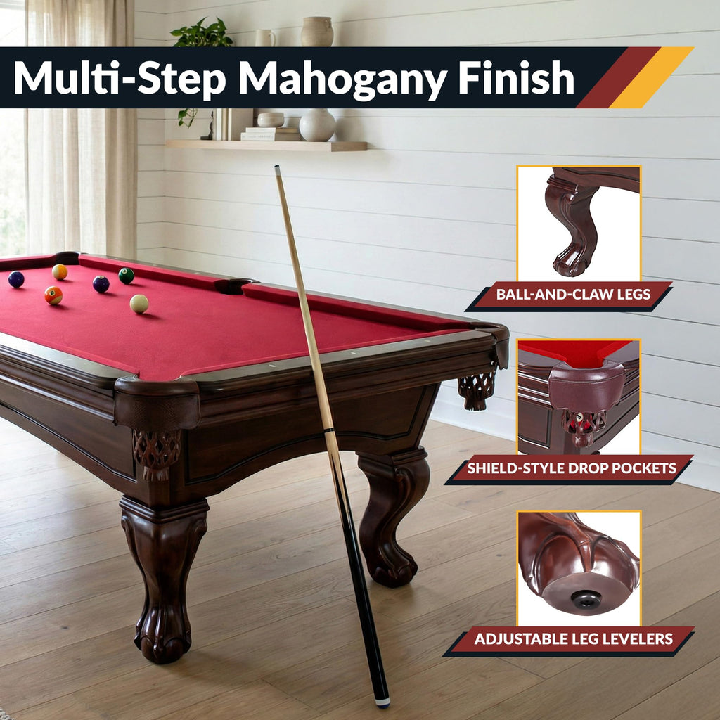 Hathaway Augusta 8 Ft Furniture Pool Table â Includes Cue Sticks, Billiard Balls â Classic Design Perfect for Family, Home, Dining, or Living Room
