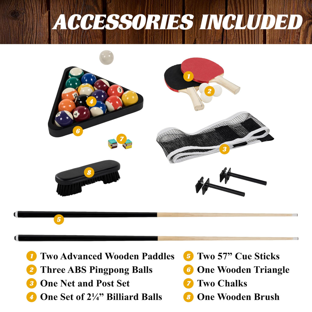 Barrington Billiards 7Ft. Combo Table 3-in-1 Pool Table, Dining & Ping Pong