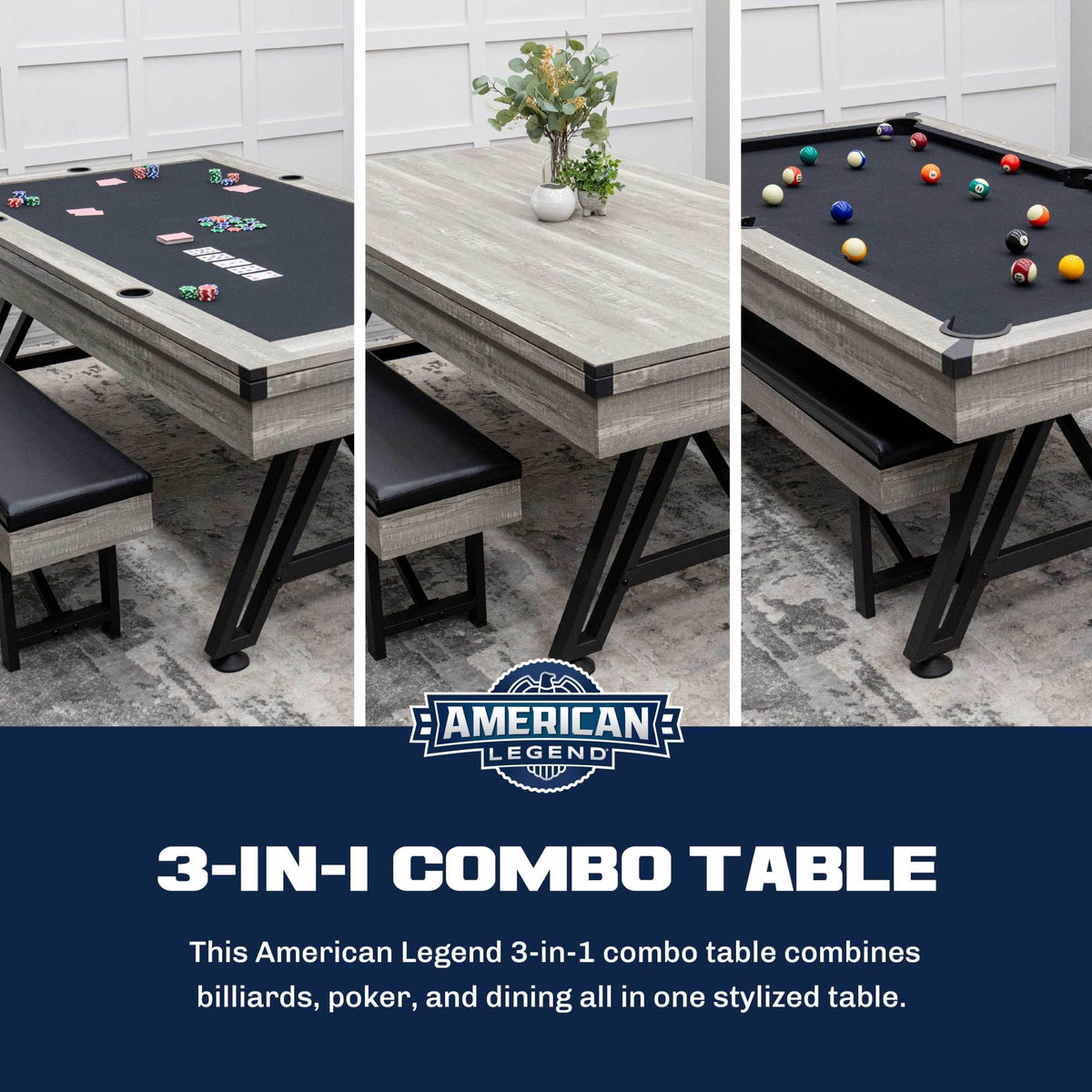 American Legend Billiard Table with Rustic Wood Finish