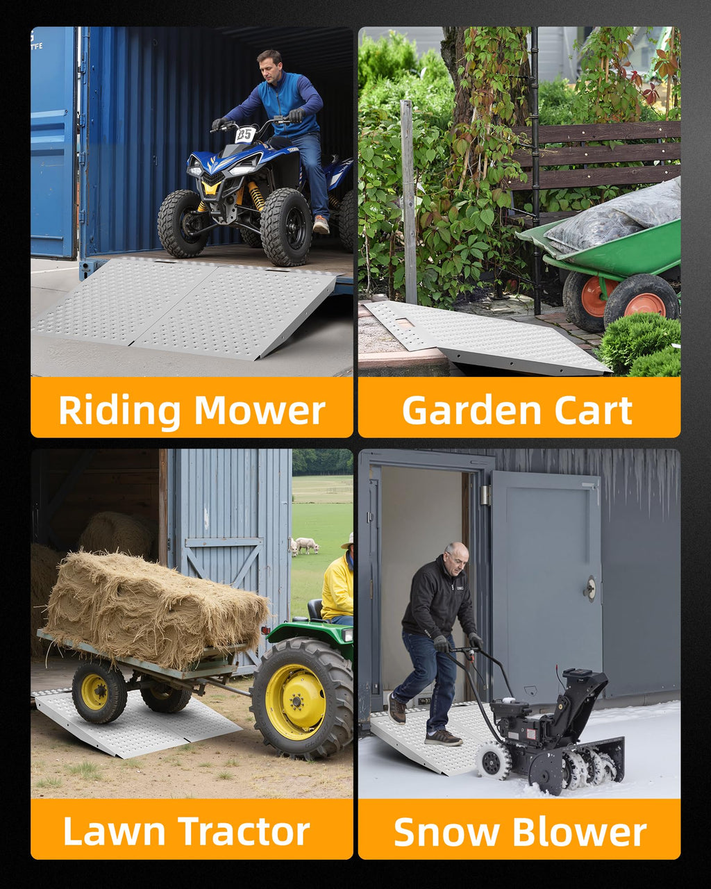 VNN 36" x 24" Shed Ramp for Riding Mower - 800 LB Capacity Shed Ramps, Anti-Slip Punch Plate Ramp for ATV, Motorcycles, Garages & Barns (1PC,Slivery, Alloy)