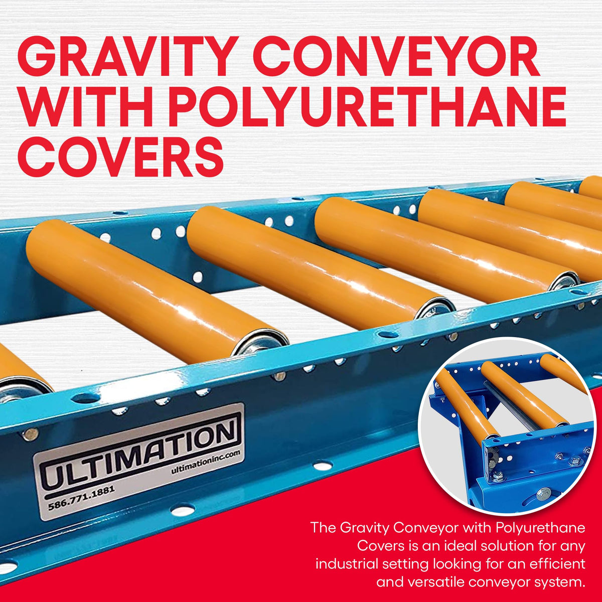 Ultimation Guide Rails Gravity Conveyor Medium Duty, 1.9"D Rollers|5' Rails