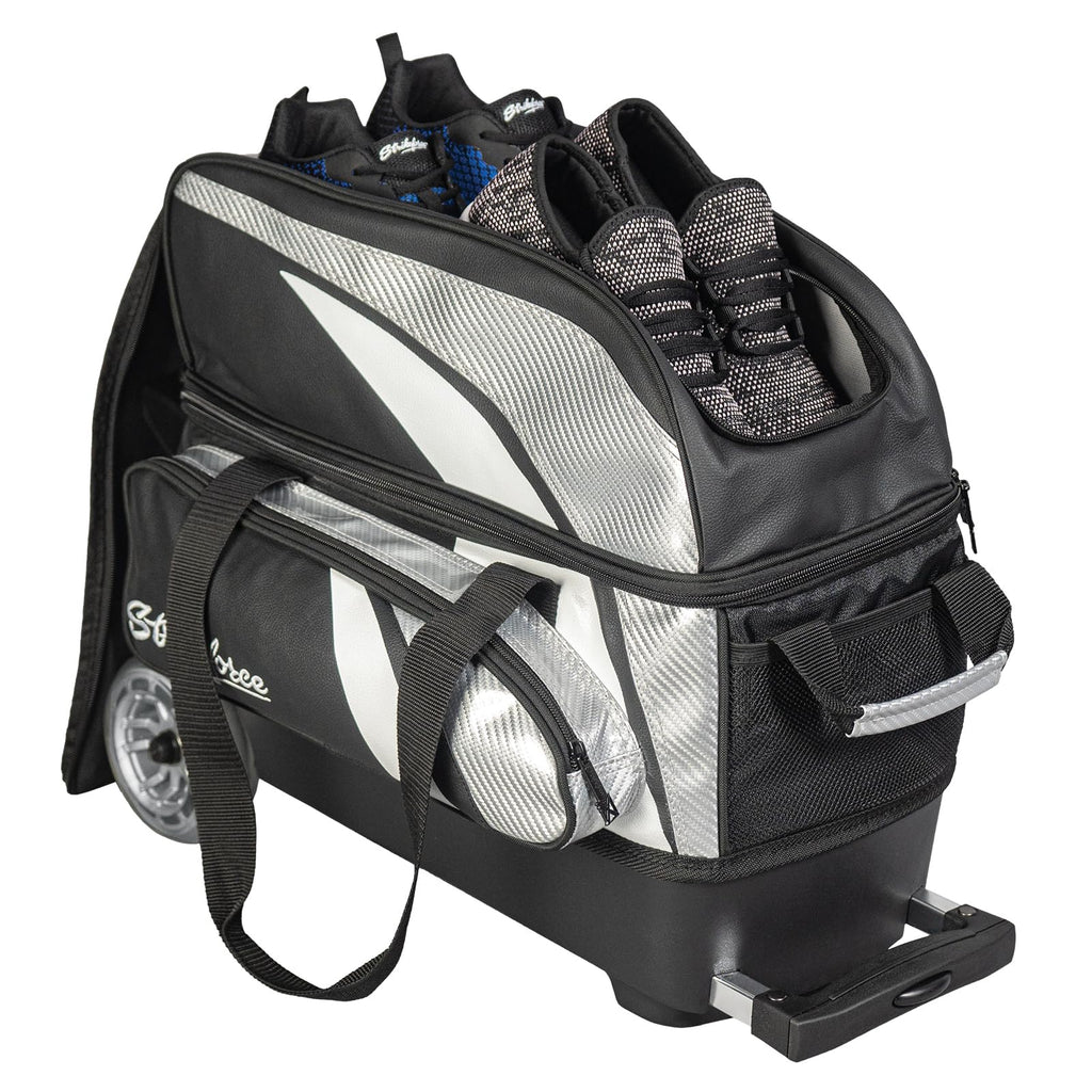 KR Strikeforce Cruiser Lux Double Bowling Ball Roller Bag with Upper Shoe Compartment and Side Accessory Pouch