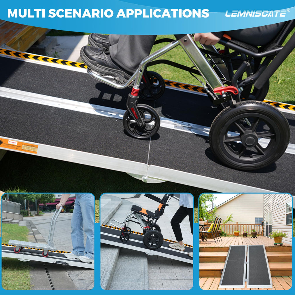 LEMNISCATE 2FT Portable Wheelchair Ramp Aluminum Non-Slip Handicap for Home
