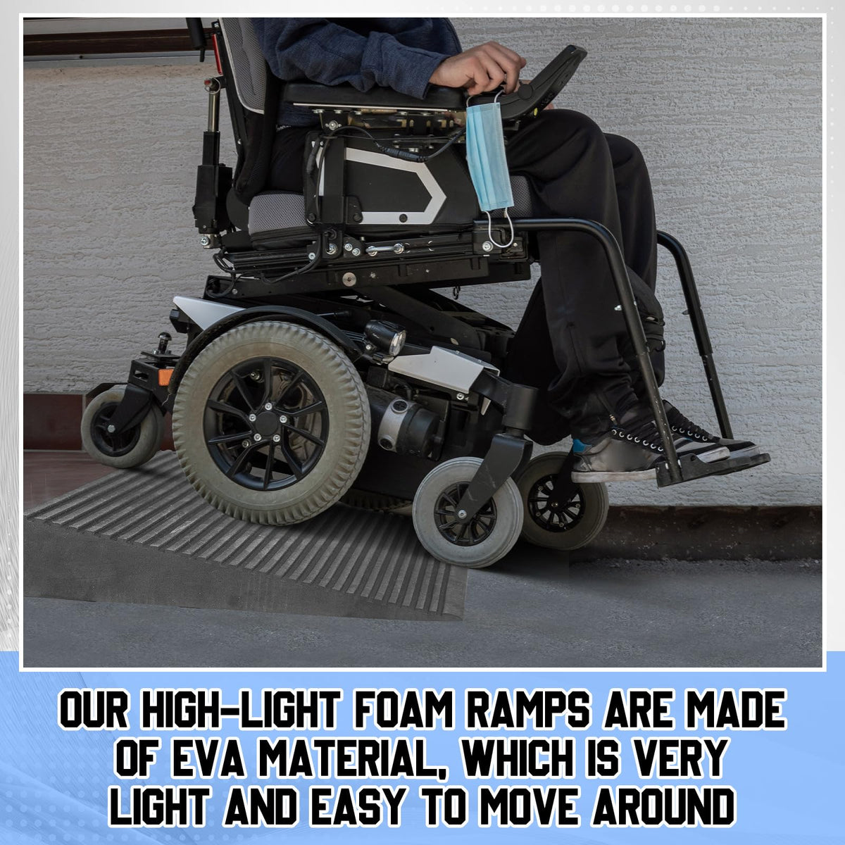 EVA Foam Threshold Ramp for Wheelchair, Black, 36" L X 28" w X 5" h