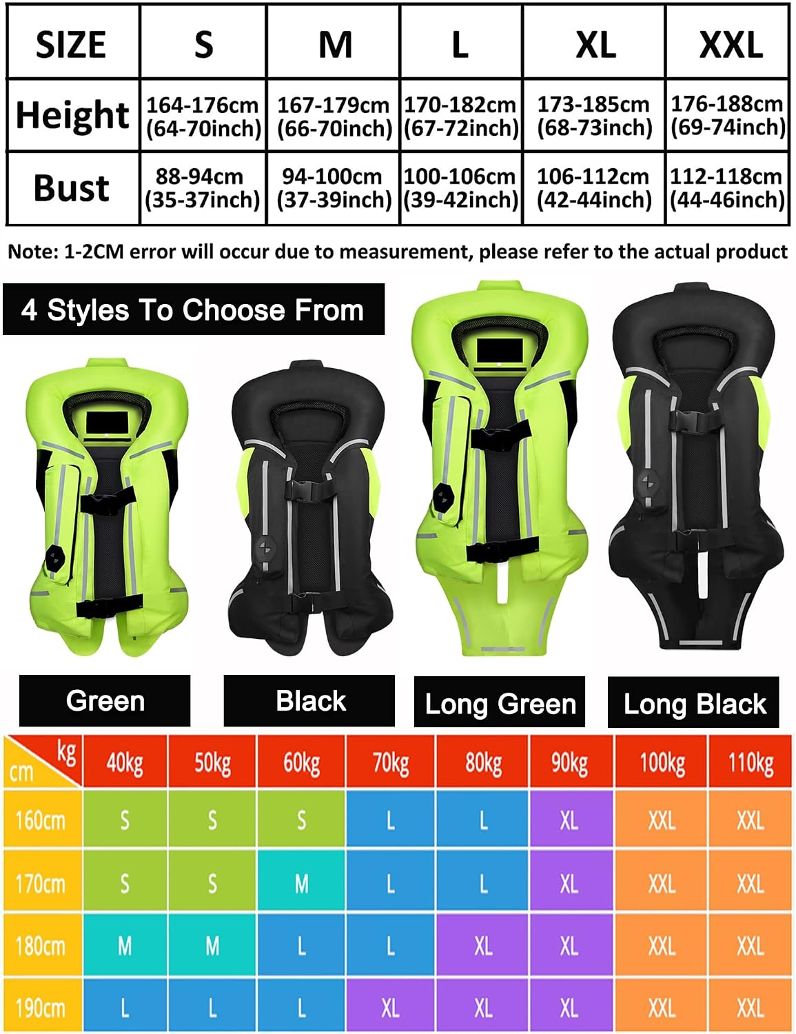 Motorcycle Airbag Vest for Men And Women, Motocross Air-Bag Riding Jacket with Reflective Strip, Adult Moto Air Bag