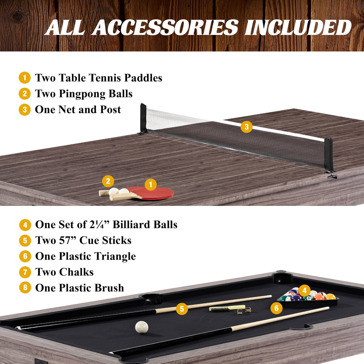 Barrington Billiards 7Ft. Combo Table 3-in-1 Pool Table, Dining & Ping Pong
