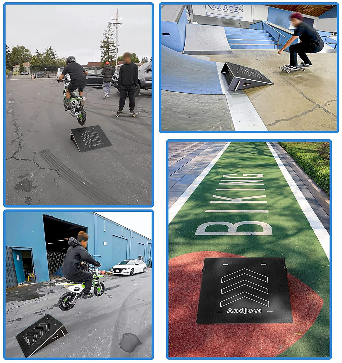Kids Jumping Ramp for Skateboard, Bike, Scooter, BMX, RC Car and Dirt Bike, 34.37 in, Black