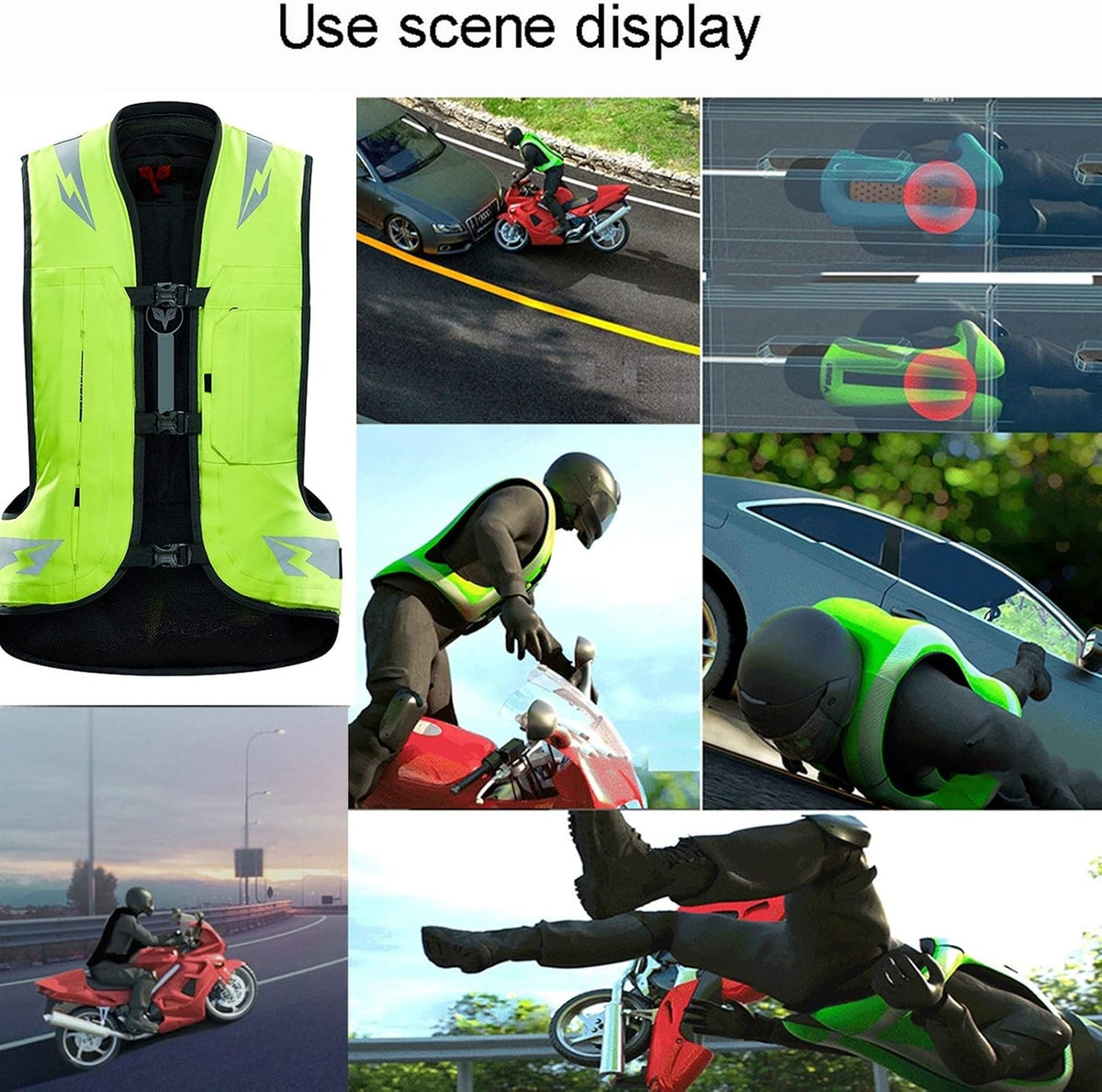 Airbag Suit Anti-Drop Locomotive Airbag Vest Mechanically Trigger The Airbag in 0.1 Seconds with Waterproof ID Pocket Riding Safety Equipment, Suitable for Adult Men and Women