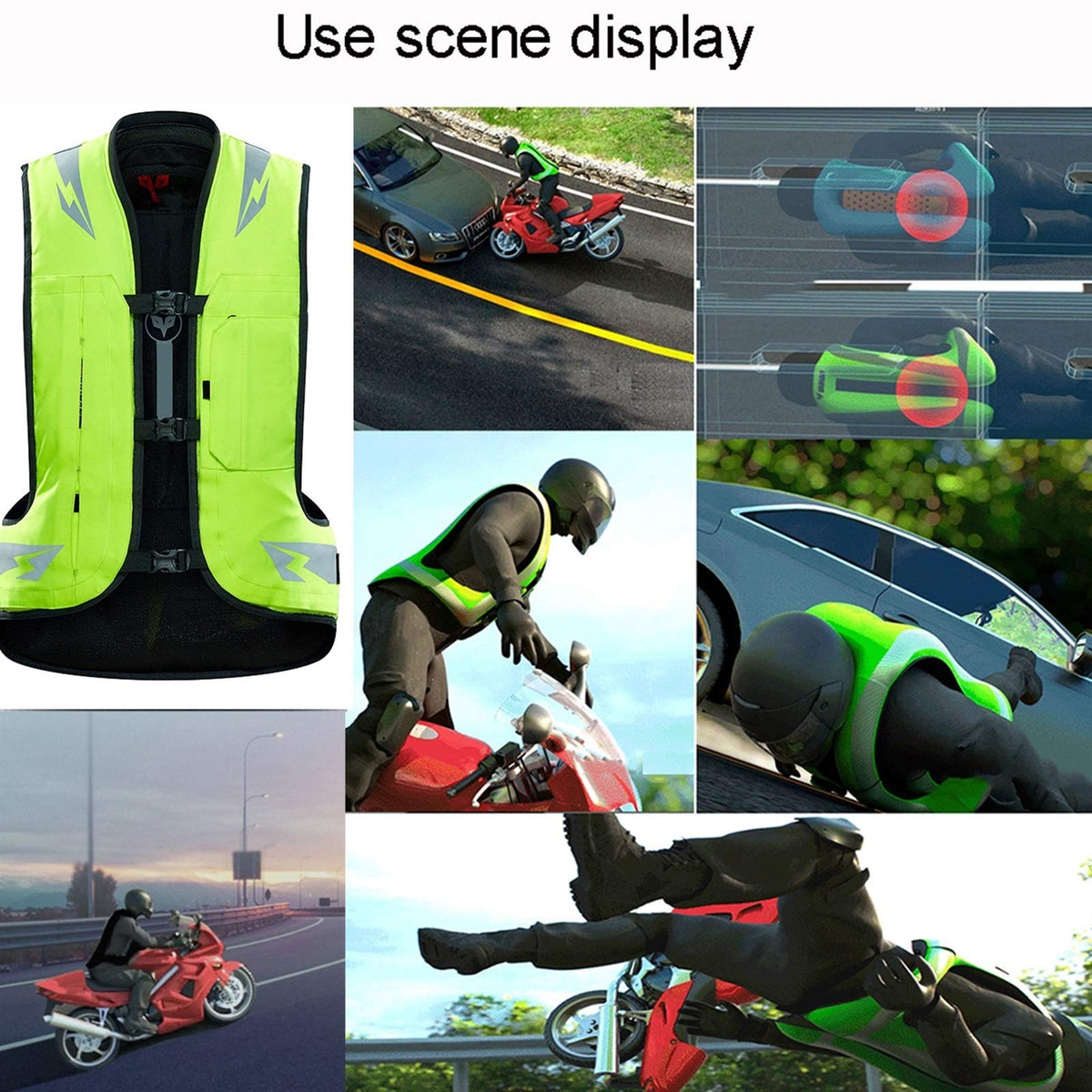 Airbag Suit Anti-Drop Locomotive Airbag Vest Mechanically Trigger The Airbag in 0.1 Seconds with Waterproof ID Pocket Riding Safety Equipment, Suitable for Adult Men and Women