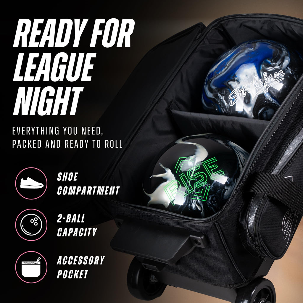 KR Strikeforce Hybrid X Double Roller Bowling Bag - Holds Two Balls, Shoes & Accessories