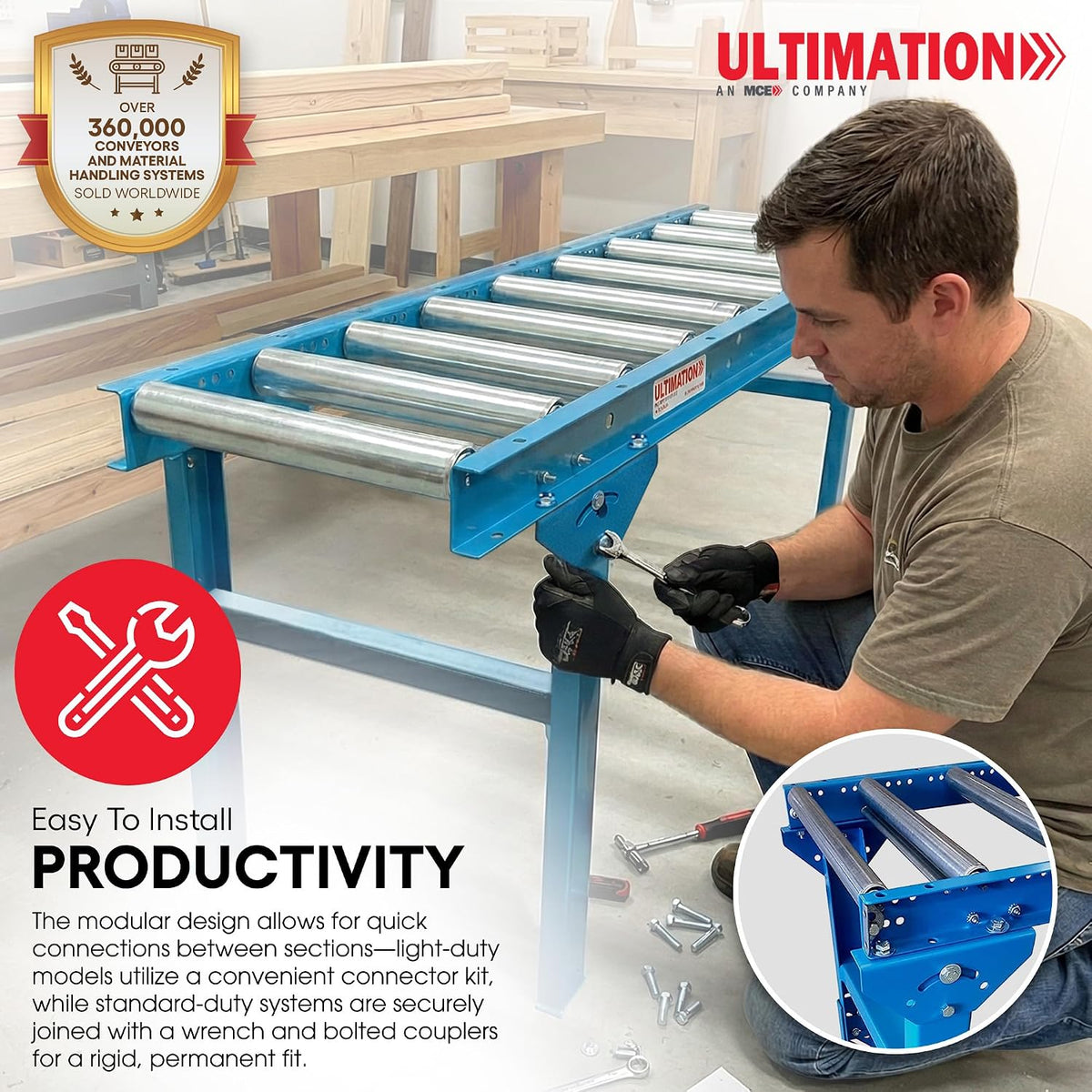 Guide Rails for 1.5â³ Rollers Skate Wheels and Gravity Conveyors - Industrial Roller Table Accessories, 5' Angle Guide Rails, Both Sides Conveyor Railings for Seamless Material Handling By Ultimation