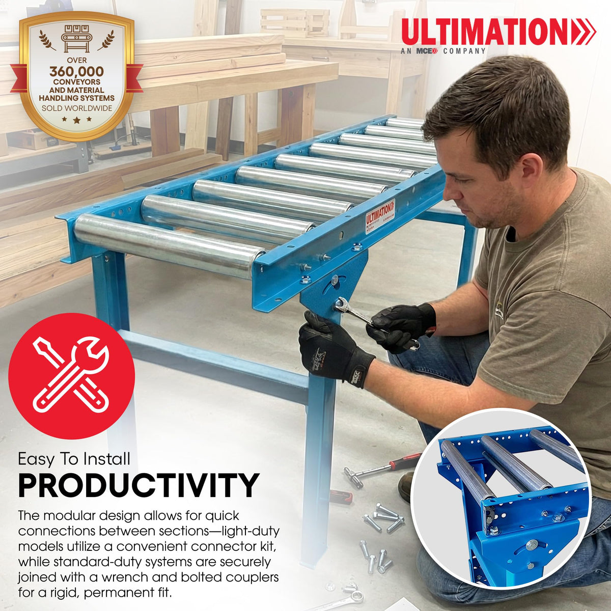 Guide Rails for 1.5â³ Rollers Skate Wheels and Gravity Conveyors - Industrial Roller Table Accessories, 5' Angle Guide Rails, Both Sides Conveyor Railings for Seamless Material Handling By Ultimation