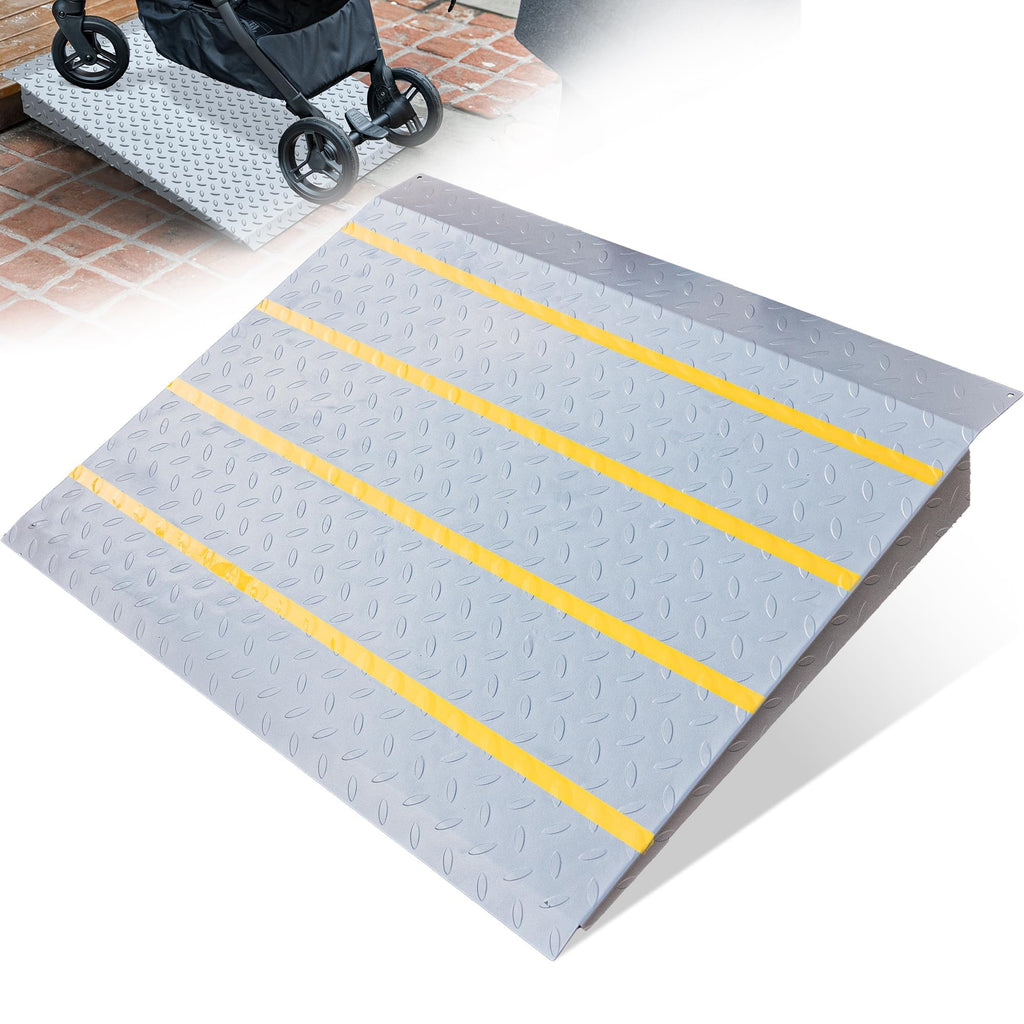 VNN Door Threshold Ramp, Threshold Ramps for Doorways, Ideal Entry Handicap Ramp for Elderly Wheelchairs, Carts, Scooters and Walkers, 27.6" L * 37.4" W Door Ramp (Alloy Iron, 800LBS)