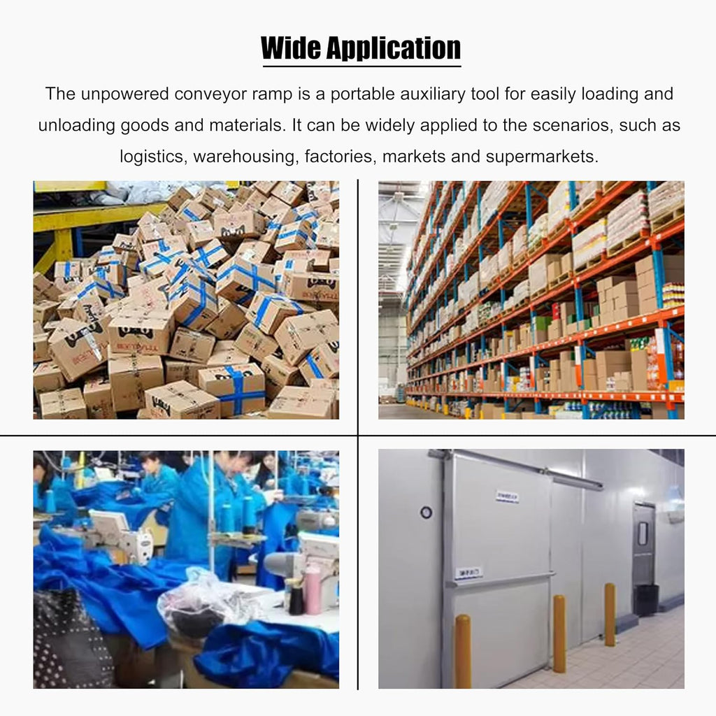 INTSUPERMAI Gravity Roller Conveyor Skate, 30 * 200cm Non-Powered Portable Loading Ramp with 3-Row ABS Plastic Wheels, Heavy-Duty Galvanized Steel Frame Warehouse Unloading Aid